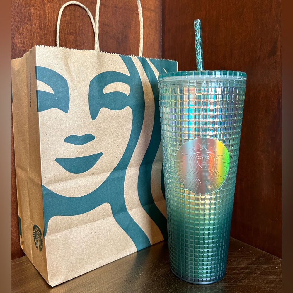 Starbucks 2023 Green Ombré Grid Iridescent Cold Cup Venti